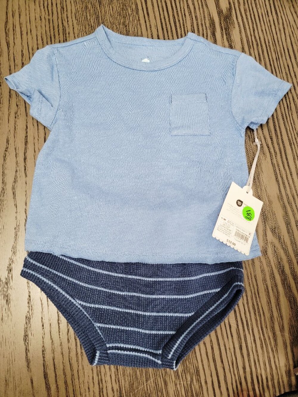 Baby Boys' 2pc Striped Short Sleeve T-Shirt and Waffle Bloomer Set